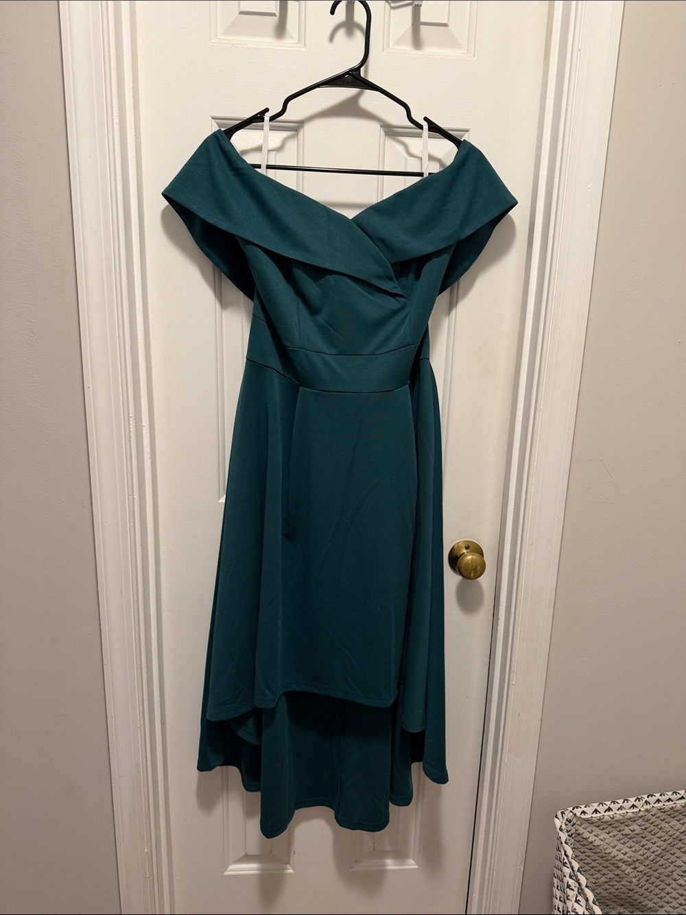 Amazon One-Shoulder Teal Green A-Line Dress
